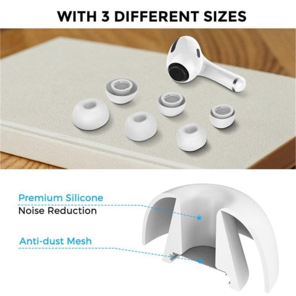 2 par hörlursspetsar för Apple AirPods Pro 2, storlek: S+L Vit