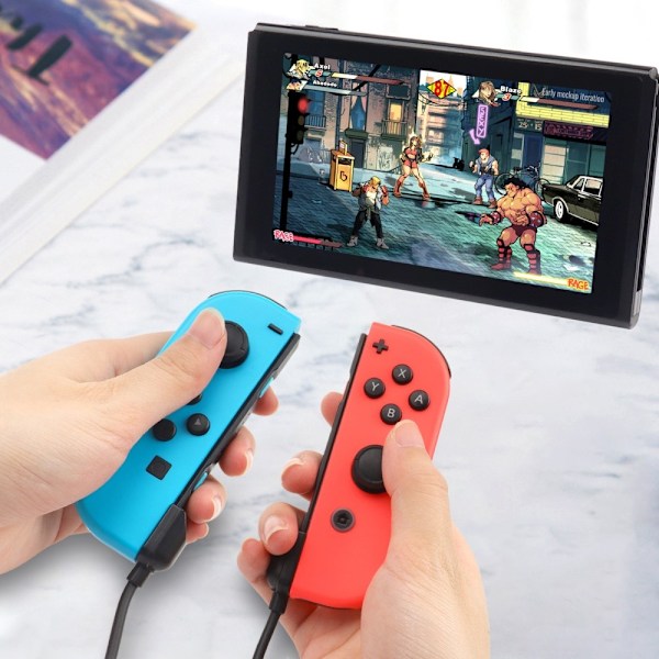 Laddarkabel kompatibel med Nintendo Switch OLED Joy-Con Controller 2 i 1 USB Svart