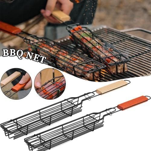 Udendørs BBQ Grillkurv Grillbur Picnic Grill Camping Black