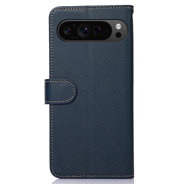 KHAZNEH Til Google Pixel 9 / Pixel 9 Pro Pung Etui Litchi Struktur Telefoncover Blue