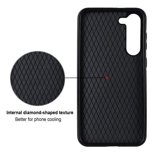 Samsung Galaxy S23 Etui Rhombus Grid Mønster Bagdæksring Stativ - Hvid White