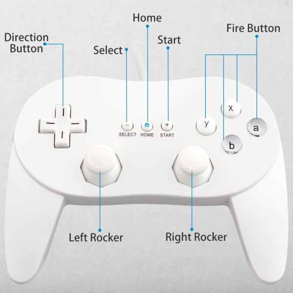 Gamepad för Nintendo Wii,Wii U Handkontroll 1,1 m kabel - Vit Vit