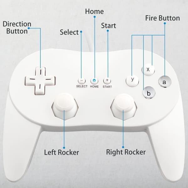 Gamepad kompatibel med Nintendo Wii, Wii U Controller 1.1m kabel - Hvid White