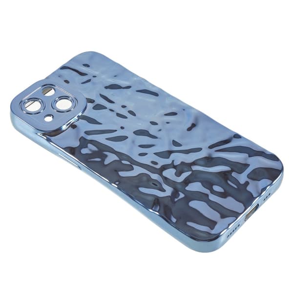Til iPhone 15 TPU Etui Elektroplating Rynket Ujævn Telefon Cover - Blå Blue