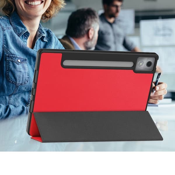 For Lenovo Idea Tab Pro Case Tri-Fold stativdeksel med penneholder - Rød Red