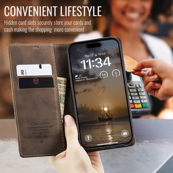 CASEME Lommebok-deksel iPhone 17 Pro - Kaffe Dark brown