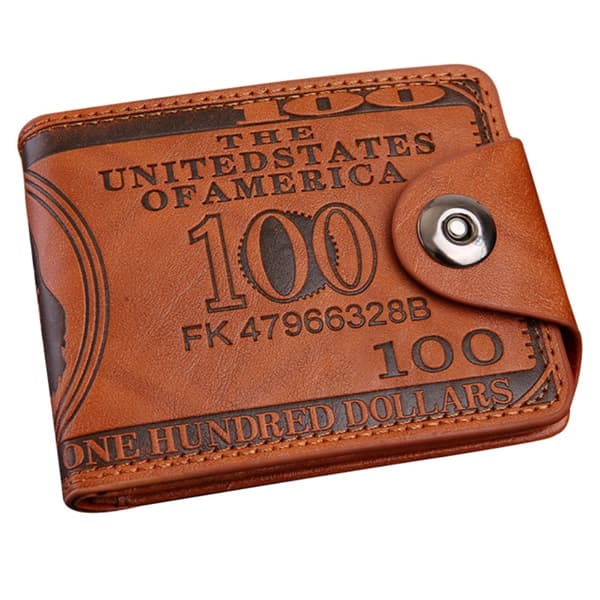 Plånbok Börs 100 dollar sedel Pengar Bifold korthållare - Brun Brown
