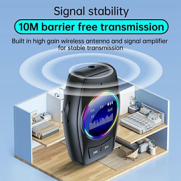 Bluetooth 5.4 lydmottaker/sender 2-i-1-adapter for trådløs lydstrømming Black