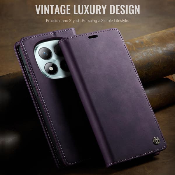 CASEME Retro Etui med Pung til Xiaomi Poco M8 Pro 5G / Xiaomi Redmi Note 15 Pro+ Purple