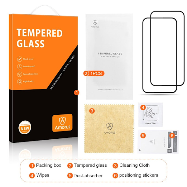 AMORUS till Pixel 8a Härdat glas skärmskydd 2-Pack Transparent