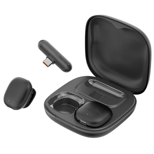Mikrofon til iPhone 15/16/Android støjreducerende lavalier USB-C-modtager Black
