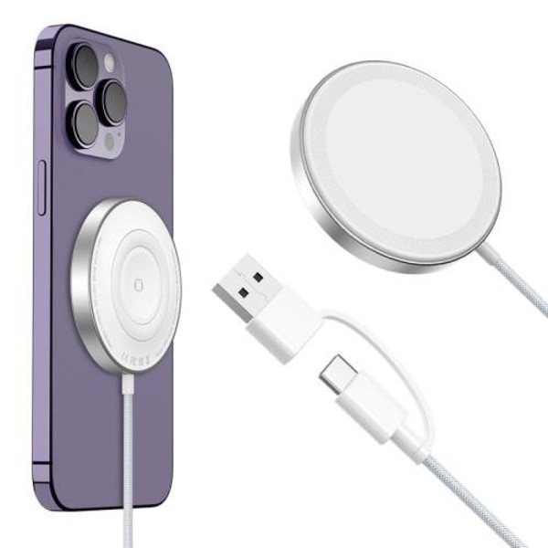 Dobbeltsidet magnetisk oplader Hurtig opladning til Apple Watch-mobiltelefonøretelefoner White