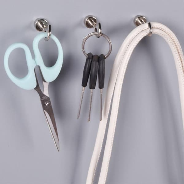 Inget borrande magnetiska krokar Hårda hängare hem kök kontor 2 - pack Silver