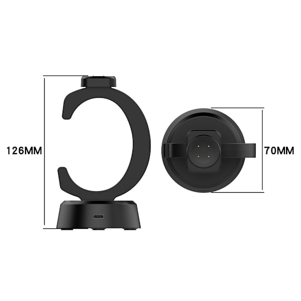 Til Google Pixel Watch 3 45/41mm Watch 2 Fitbit Ace LTE Oplader & Dock 1m kabel Black