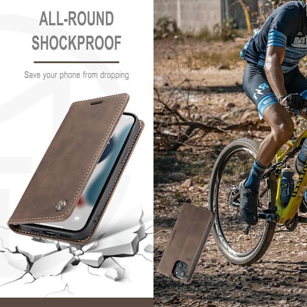 CASEME Retro Lommebok Etui for iPhone 13 - Kaffe Dark brown