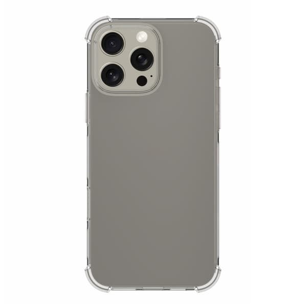Deksel for iPhone 16 Pro Max - støtdempende, forsterkede hjørner i TPU Transparent