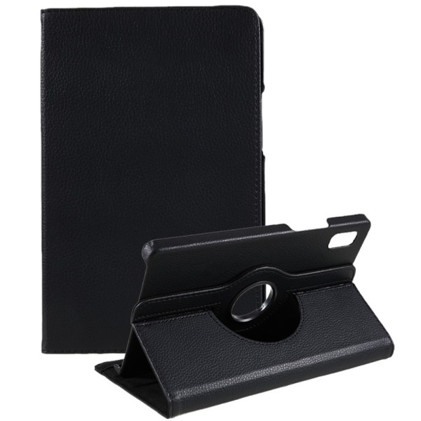 Litchi-etui med roterende stativ for Lenovo Tab M9 Black