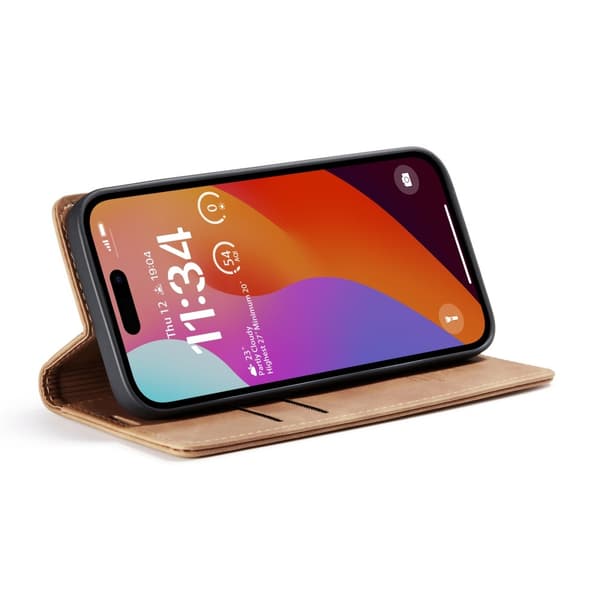 CASEME Retro Lommebokveske for iPhone 16 Pro Max Brown