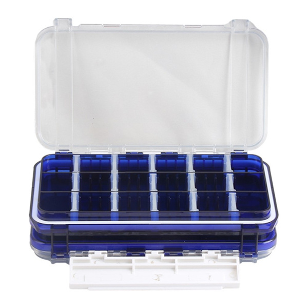 17,5x10,5x4cm opbevaringsboks til fiskegrej fiskekrog agn Dobbeltsidet Blue