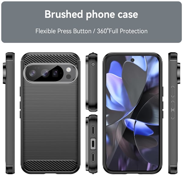 Telefondeksel for Google Pixel 10 / 10 Pro med karbonfibertekstur Black