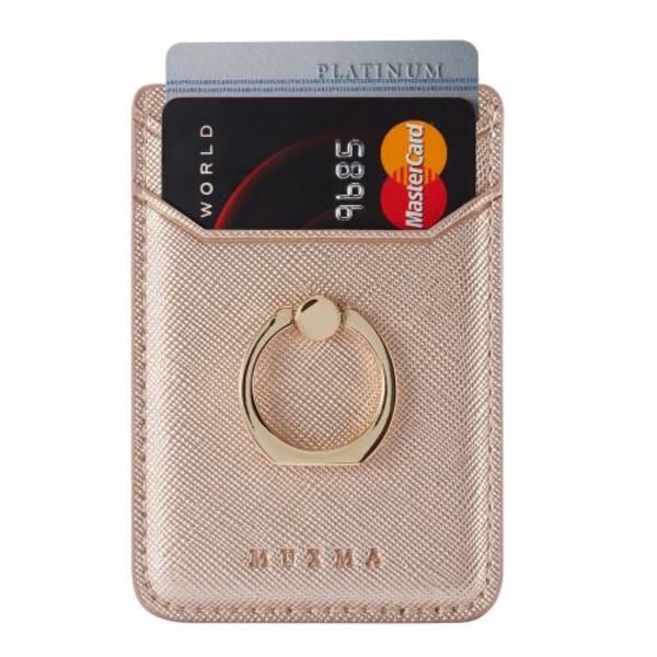 MUXMA-kortinpidikkeen rengasteline RFID-estävä liimainen luottokorttipaikka - ruusukulta Pink gold