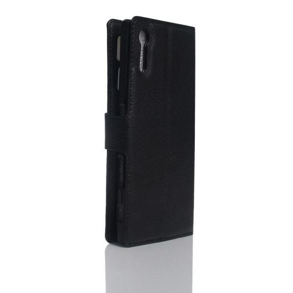 Retro Wallet Stand Case for Sony Xperia XZ - Black Black