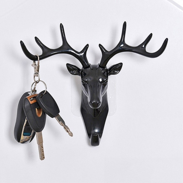 Deer Head Hook-seinäripustin avaintelineen pidike hartsikoriste Black
