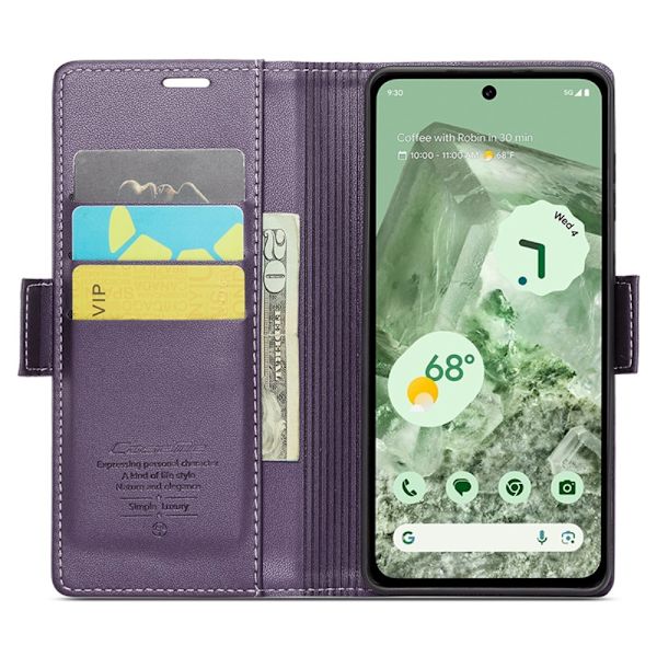 CASEME Retro Lompakkokotelo Pixel 8a Purple