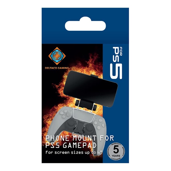 DELTACO GAMING Smartphone-holder til PS5 Controller, sort Black