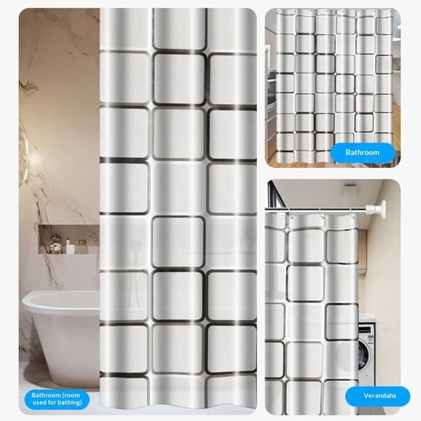 Duschdraperi 180 x 200 cm vattentätt mögelresistent badrumsdraperi – Blått/svart Svart
