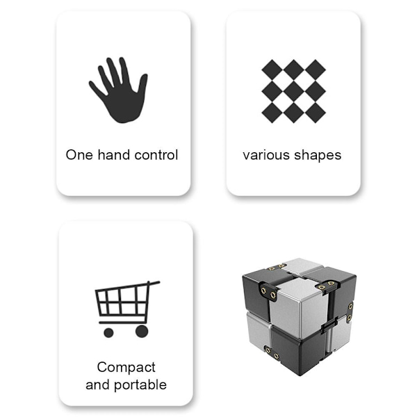 Fidget Toy Infinite Cube Stressaflastningsflipblok - Sølv Silver