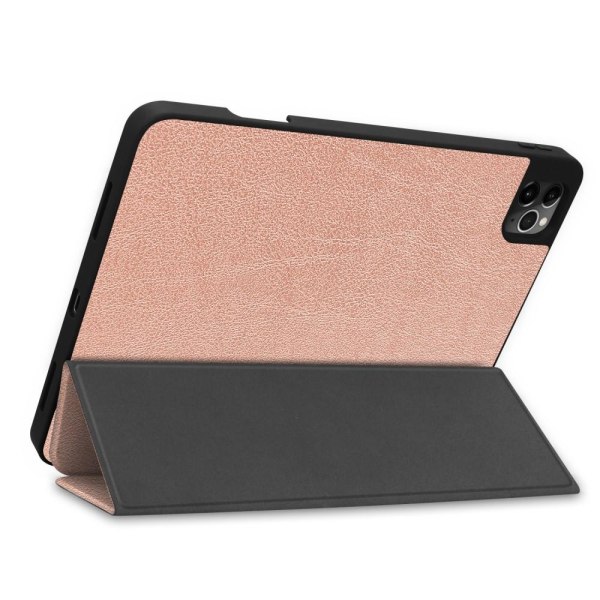 For iPad 12.9" 2020/2018 Tri-fold Stand Smart Tablet Case Cover - Gold Gold