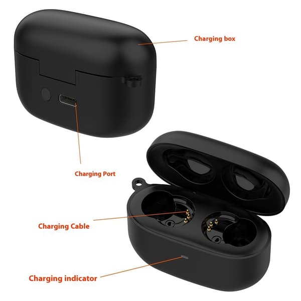 Docka för Sony LinkBuds S Earbuds Laddningsfack Laddningskabel Svart