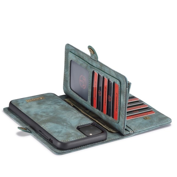 CASEME iPhone 11 Pro Max Retro Split läder plånboksfodral - Blå Blå