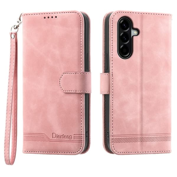 DIERFENG För Samsung Galaxy A57 5G Plånboksfodral med Stativ och Handledsrem Rosa