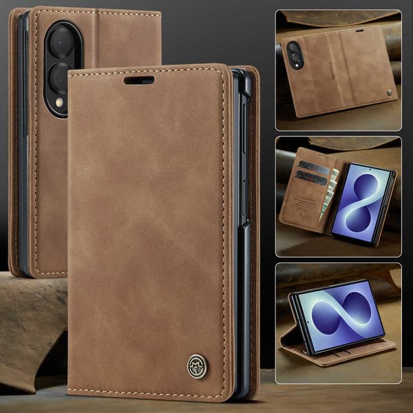 CASEME Telefonplånboksfodral med stöd till Samsung Galaxy Z Fold8 Brun