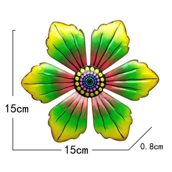 Blomma Metall Väggdekor Trädgård prydnad 15x15x0,8cm - Grön Green