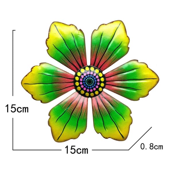 Blomma Metall Väggdekor Trädgård prydnad 15x15x0,8cm - Grön Grön