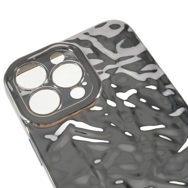 TPU-etui for iPhone 15 Pro Max med elektroplettering, rynket og ujevn overflate Silver