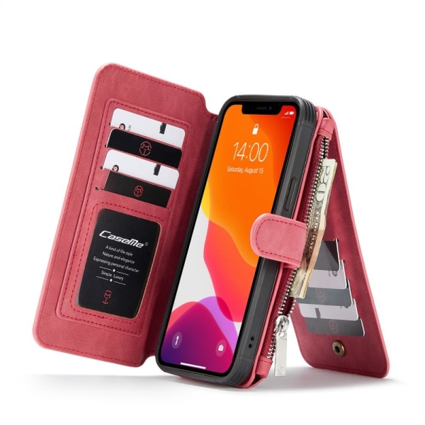 CASEME Wallet nahkainen phone case iPhone 12 Mini - punainen Red