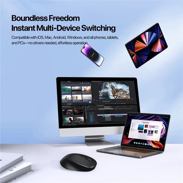 Computermus Trådløs Mus DUX DUCIS DM Series 4D 2.4G 1600 DPI Til Bærbar Computer Black
