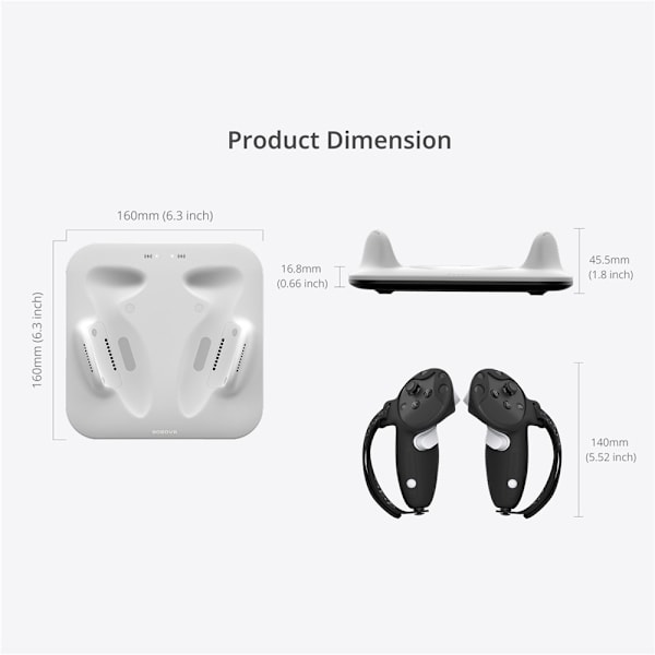 BOBOVR CD3 til Meta Quest 3 / Meta Quest 3S VR-opladerdock til controllere Black