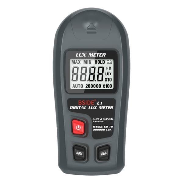 Digitalt luks-meter med LCD-skjerm (0–200 000 lux) – Lysmåler med høy presisjon Black
