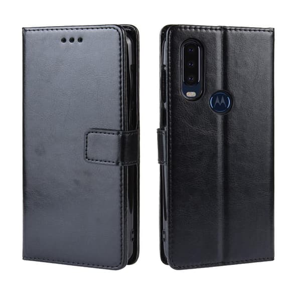 Motorola One Action Crazy Horse Lompakkoteline Black