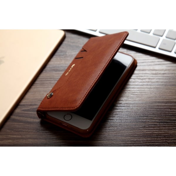 CMAI2 Litchi plånboksfodral till iPhone 7 / 8 / SE (2020) - Brun Brown
