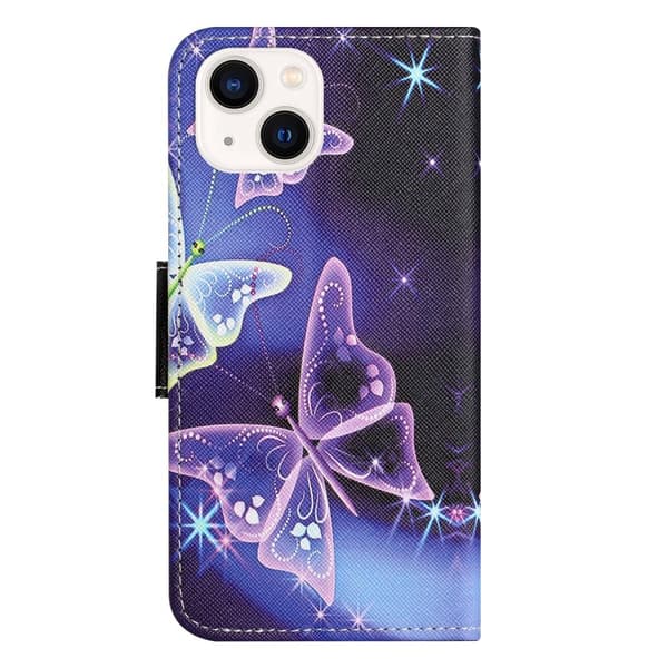 Til iPhone 15 Lommebok - deksel Mønsterdeksel - Sommerfugler Purple