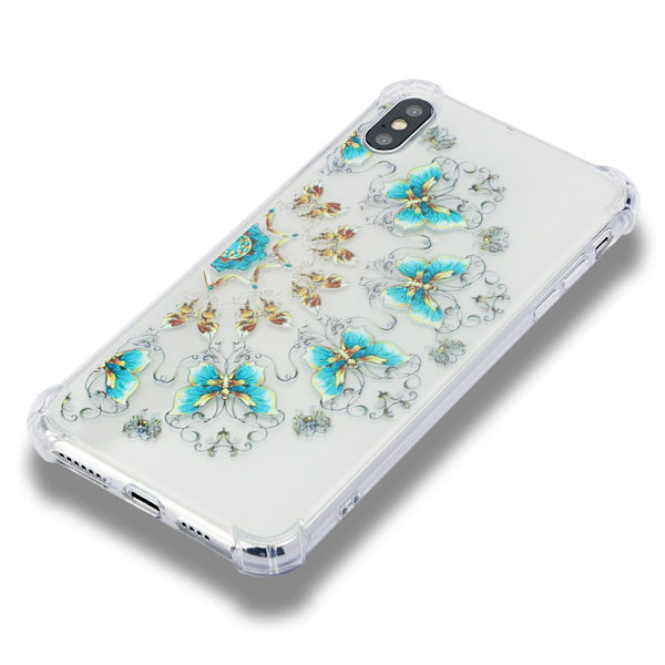 iPhone XS Max TPU Skal - Blue and Gold Butterflies multifärg