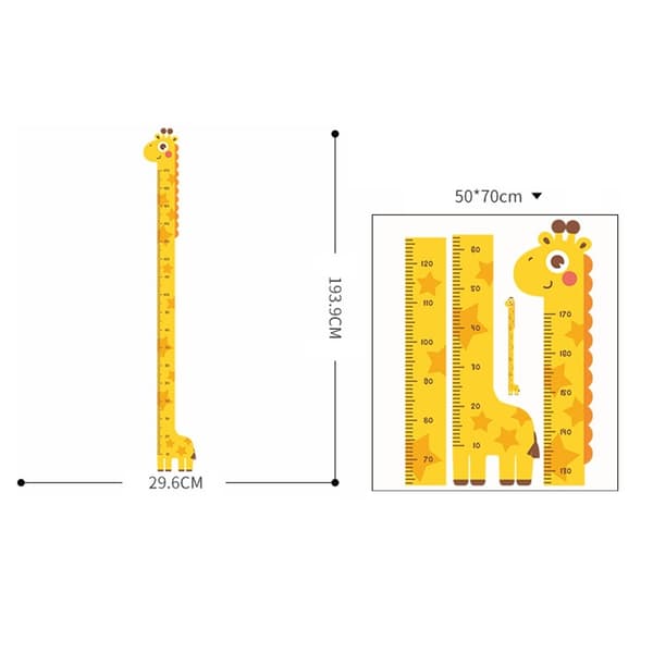 Mäta Växande Längd Väggdekal Tillväxt Diagram Väggdekal - Giraff Gul