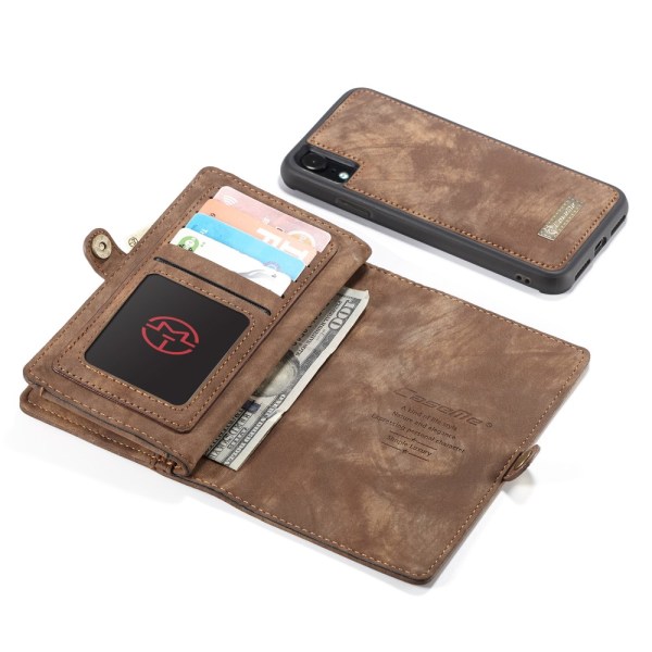 CASEME Aftagelig 2-i-1 Multi-slot tegnebog til iPhone XR Brun Brown