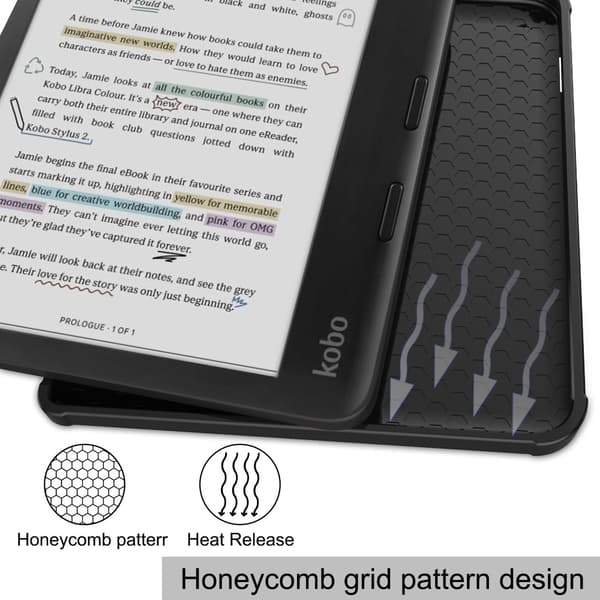 For Kobo Libra Colour Etui PU Læder + TPU E - Reader Cover Green